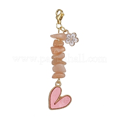 Decorazione pendente con perline a forma di cuore in acrilico e pietre preziose naturali&nbsp;HJEW-JM01204