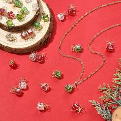 30 Stück 3 Farben Kupferdraht umwickelte Glas-Geschenkanhänger&nbsp;PALLOY-CJ00176
