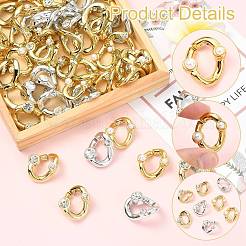 90 Stück 3 Stile ABS-Kunststoff & Kristall-Strass & Imitationsperle Schnellverbinder&nbsp;KY-CJ0002-16