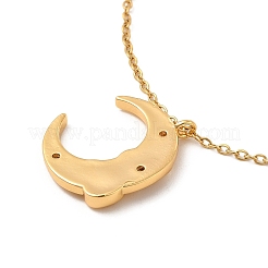 Lune de zircon cubique clair avec collier pendentif serpent avec chaînes de câble&nbsp;NJEW-P273-02G