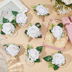 8 stücke 2 arten seide künstliche blume handgelenk corsage & boutonniere sets&nbsp;AJEW-CL0001-57