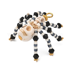 Anhänger aus gefärbtem synthetischem Türkis und Glasperlen mit Halloween-Motiv&nbsp;PALLOY-MZ00774-03