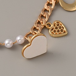 Cuentas de perlas de plástico y colgantes de corazón&nbsp;AJEW-WH0041-61G