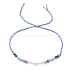 Bracciali di perline intrecciate di lapislazzuli naturale&nbsp;BJEW-F493-09G-04
