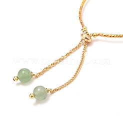 Natürliche grüne Aventurinperlen & flache runde Charms Slider Armbänder&nbsp;BJEW-D447-15G