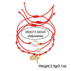 Braccialetti con ciondoli in ottone e perle imitazione&nbsp;OQ8037-4