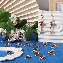 14 Stück Messing mit Glas dunkelrot Heiliges Herz Verbinder Charms&nbsp;KK-CA0003-85