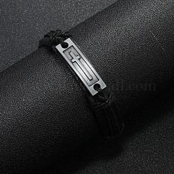 Rechteckiges Legierungsarmband mit Kreuzgliederarmband&nbsp;BJEW-C037-01A