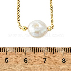 Anhänger aus natürlicher barocker Keshi-Perle an einer Kabelkette aus Edelstahl 304 für Damen&nbsp;NJEW-JN06225-02