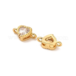 Dijes de conector de eslabones de corazón de circonita cúbica transparente con pavé de latón&nbsp;KK-H515-01A-G