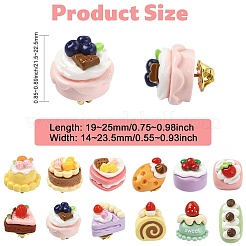 12 Stück 12 Stile süße Anstecknadeln aus Harz mit Obstkuchenmotiv&nbsp;JEWB-CJ0003-11