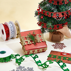 4 Rolle 4 Farben Weihnachtsglocken Polyester Glitzerpuderband&nbsp;OCOR-GA0002-35