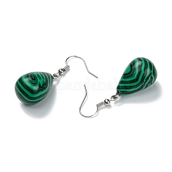 Orecchini pendenti in malachite sintetica&nbsp;EJEW-P143-C21