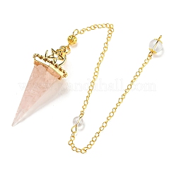 Colgantes grandes de péndulo de radiestesia con chip de cuarzo rosa natural y resina&nbsp;G-H293-02G-13