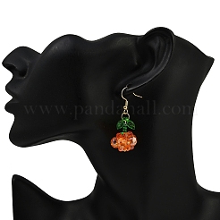 Halloween Motiv Kürbis handgemachte Glasperlen Ohrringe&nbsp;EJEW-MZ00480-01