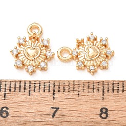Breloques en laiton micro pavé de zircone cubique transparente pour la saint-valentin&nbsp;CU-K002-13G