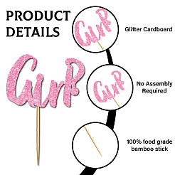 Tortenaufsätze aus Papier und Glitzerpailletten mit Bambusstab&nbsp;DIY-WH20088-001