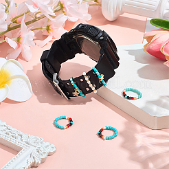 6 Stück 2 Stile Glasperlen-Dekorringe für Smartwatch-Armband&nbsp;AJEW-CP0009-94A