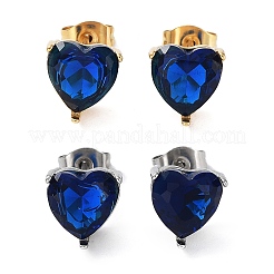 6 par de aretes de circonita cúbica con forma de corazón de 2 colores&nbsp;EJEW-A024-15B