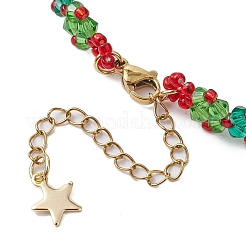 Weihnachts-Gliederarmbänder aus handgefertigten Glasperlen für Frauen&nbsp;BJEW-MZ00123