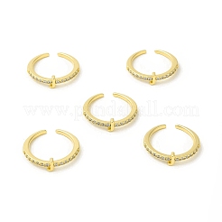 Bague de manchette ouverte avec lettre initiale en zircone cubique transparente&nbsp;RJEW-H120-09G