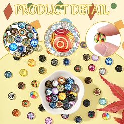 100 Stück bedruckte halbrunde Kuppel-Cabochons aus Glas&nbsp;GGLA-FS0001-13