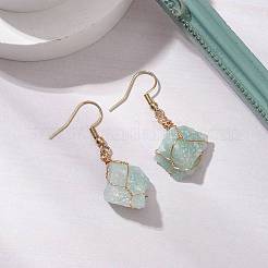 Pendientes colgantes de aventurina verde natural y acero inoxidable 304 para mujer&nbsp;EJEW-JE06237-02