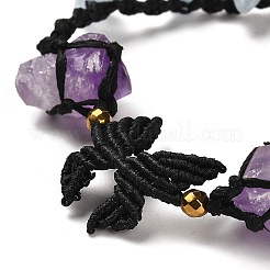 Bracelet de perles tressées en améthyste naturelle&nbsp;BJEW-B073-01B