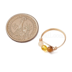 Runder geflochtener Fingerring aus natürlichem und synthetischem Edelstein&nbsp;RJEW-JR00742