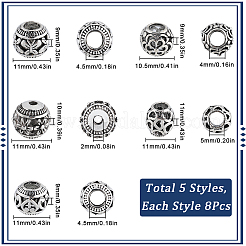 40 stücke 5 stile legierung europäischen perlen&nbsp;FIND-SC0010-56