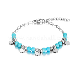 Braccialetti con ciondoli rotondi piatti in acciaio inossidabile&nbsp;KM5058-1