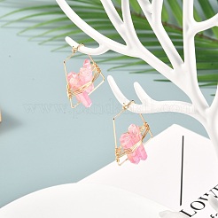 Boucles d'oreilles enveloppées de fil de quartz naturel galvanisé pour fille femmes&nbsp;EJEW-JE04645-01