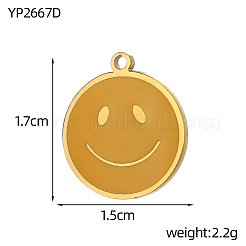 Ciondoli a forma di faccina sorridente in acciaio inossidabile 304 smaltato&nbsp;STAS-OY004-17G
