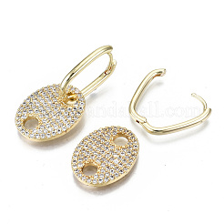 Orecchino a cerchio huggie in ottone con micro pavé di zirconi chiari&nbsp;EJEW-N011-44G