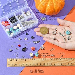 Kit per creare orecchini fai da te con teschio gotico e rosa con turchese sintetico&nbsp;DIY-YW0009-96