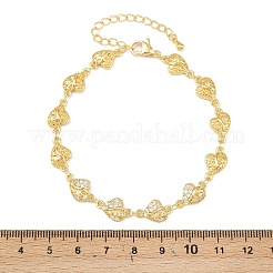 Bracciali a catena con micro pavé di zirconi cubici trasparenti in ottone per donna&nbsp;BJEW-A090-09E-G