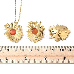 304 Edelstahl Blumenanhänger Halsketten & Ohrstecker Sets für Damen&nbsp;SJEW-B020-03G