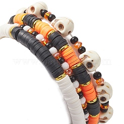 Set di braccialetti elastici da surfista heishi in argilla polimerica 4 pz 4&nbsp;BJEW-TA00254