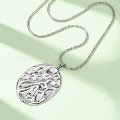 Collares colgantes ovalados texturizados de acero inoxidable 304 para mujer&nbsp;NJEW-C117-01B-P