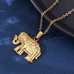 Collane con ciondolo in acciaio inossidabile 304 a forma di elefante&nbsp;NJEW-H059-06G