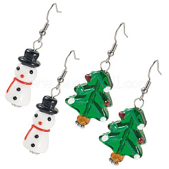 2 Paar 2 Stile Weihnachtsmotiv Glasohrringe&nbsp;EJEW-TA00701