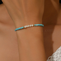 Armbänder aus synthetischem Türkis und natürlichen Süßwassermuscheln mit runden Perlen für Damen&nbsp;SF1849