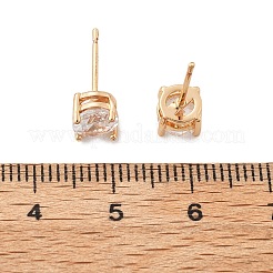 Boucles d'oreilles à tige rondes plates en laiton avec pavé de zircones cubiques pour femmes&nbsp;EJEW-G428-29A-02