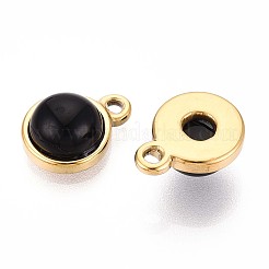 Natürliche schwarze Onyx halbrunde Charms&nbsp;STAS-N109-213F-G