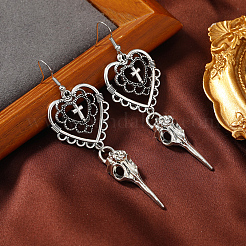 Gothic Herz Kreuz Totenkopf Ohrhänger&nbsp;MU2245