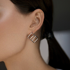 Boucles d'oreilles géométriques argentées carrées et triangulaires&nbsp;GU8226-1
