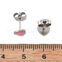 Orecchini a bottone con cuore smaltato&nbsp;EJEW-B009-12P