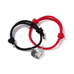 2 stücke 2 farbe kristall strass passende herz charme armbänder set&nbsp;BJEW-E011-02BS