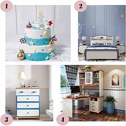 4 pièce 4 styles de décorations d'affichage en bois naturel de style méditerranéen pour la maison&nbsp;DJEW-PH0002-14