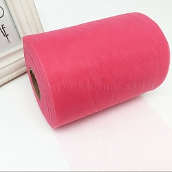 Nylon Tulle Fabric Rolls, Mesh Ribbon Spool for Wedding and Decoration, Cerise, 5-7/8 inch(150mm), about 98.43 Yards(90m)/Roll